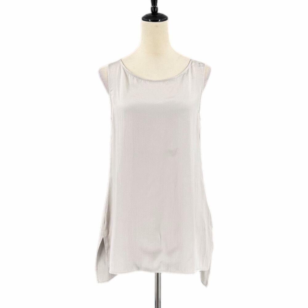 Eileen Fisher Light Gray 100% Silk Layering Minimalist Simple Chic Tank Top